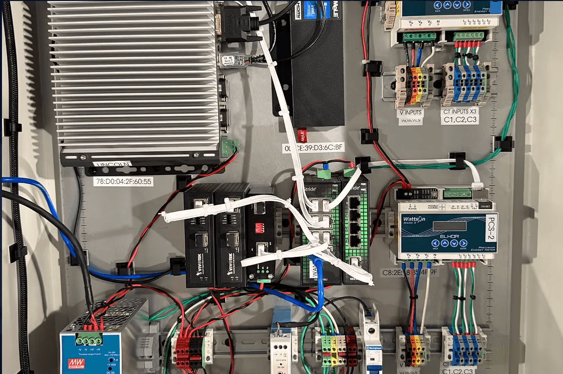 Intellect Operate EMS hardware showing industrial edge computing, power meters, and I/O modules